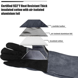 ถุงมือเชื่อมหนังวัวแท้คุณภาพสูง ป้องกันความร้อนและประกายไฟ สำหรับงานดับเพลิง - Product Image 2