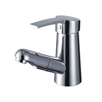 Robinet mitigeur de lavabo à poignée unique à arc bas, prix abordable, à poser sur le comptoir, eau chaude et froide, avec douchette extractible, design contemporain