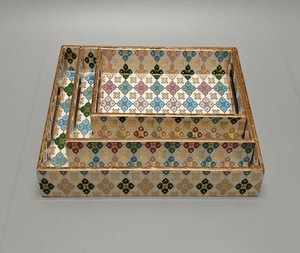 Ensemble de trois plateaux de mariage en bois MDF écologiques de haute qualité, revêtement émaillé, pour usage polyvalent, design personnalisé imprimé par Indian - Product Image 6