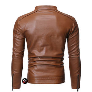 Veste en cuir véritable pour homme, vêtement d'extérieur décontracté, mode streetwear, look tendance, hiver-printemps, taille S - Product Image 3