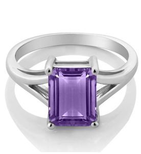 แหวนหมั้นแบบแยกส่วนประดับพลอยอะเมทิสต์ เงินแท้ 925 ชุบทอง 14k ดีไซน์เรียบหรู สำหรับผู้หญิง เหมาะเป็นของขวัญแต่งงาน - Product Image 2