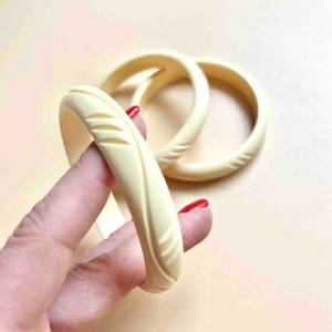 Brazalete Redondo de Resina Acrílica Amarilla, Esculpido, Artístico, para Manualidades, para la Creación de Joyas, Unisex, Marca ALI FASHION ART - Product Image 3