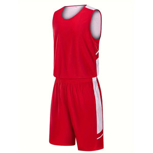 Conjunto de Uniforme de Baloncesto Reversible Personalizado, Rojo y Blanco, Uniforme de Equipo Transpirable de Malla de Poliéster con Logotipo, Nombre y Número del Fabricante - Product Image 1