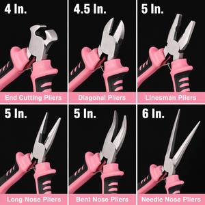 INTENSE SURGICAL INSTRUMENTS Mini 6-Piece Stainless Steel Jewelry Making <b>Pliers</b> <b>Set</b> (Needle Nose Long Nose Cutters) Pink Storage - Product Image 2