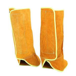 Chaussures de soudeur longues en cuir de vachette fendu avec logo personnalisé, résistantes aux flammes, protection des pieds pour soudeurs, les plus vendues - Product Image 6