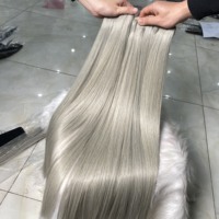 Cheveux humains vietnamiens droits HD Lace Front, perruque de cheveux humains gris de couleur, extensions de cheveux humains