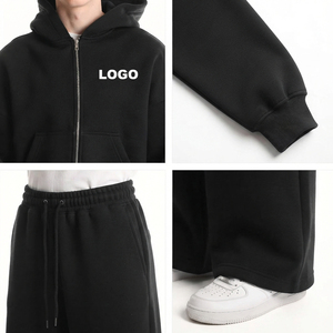 Ensemble de survêtement ample et épais pour homme avec fermeture éclair, 500 GSM, coupe décontractée, pantalon à capuche et cordon de serrage, style streetwear - Product Image 6