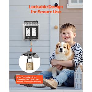 Copertura per Presa Elettrica Esterna a 2 Vie Resistente alle Intemperie, in Materiale PC ad Alta Resistenza, Bloccabile, 12-in-1, per Coperture di Illuminazione - Product Image 2