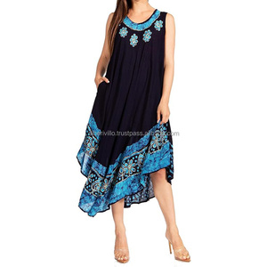 ชุดเดรสชายหาดแขนกุดสุดเซ็กซี่สำหรับผู้หญิงชุดเดรสผ้าบาติกแบบปักลายแฟชั่นทันสมัย - Product Image 2