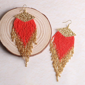 Drop <b>Earrings</b> Hand-Woven Gold <b>White</b> Black Red Fringe Pendant <b>Earrings</b> for Women Jewelry Wholesale by MD HANDICRAFTS - Product Image 6