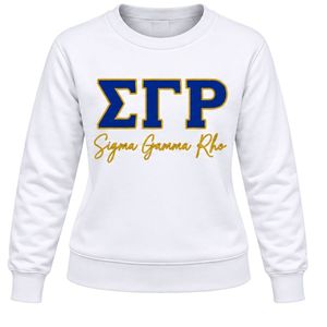 Sudadera Blanca con Cuello Redondo para Mujer Sigma Gamma Rho, Sudadera Personalizada con Gráficos de la Hermandad, Manga Larga, Estilo Casual para el Campus y la Calle - Product Image 1