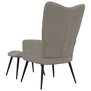 Sillón Relajante de Terciopelo Gris Claro con Reposapiés Mediano para Sala de Estar - Product Image 5