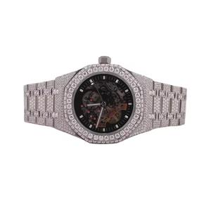 Atractivo Reloj de Pulsera de Lujo Personalizado con Diamantes de Moissanita de Corte Redondo, Estilo Hip Hop, de Acero Inoxidable para Hombre, de la India - Product Image 4
