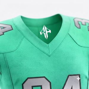 Uniforme de Fútbol Americano Verde con Cuello en V, Estampado Sublimado, Ropa Masculina de Manga Corta, 100% Poliéster, Material de Alta Calidad para Hombre - Product Image 6