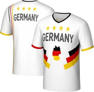 Maillot de football allemand pour homme, col en V, sans manches, blanc, imprimé par sublimation, respirant, en polyester, coupe classique pour adulte - Product Image 1