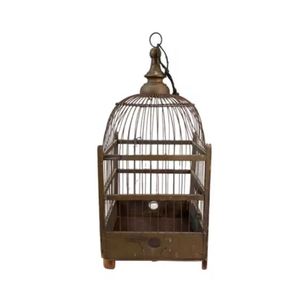 Cage à oiseaux décorative en fer et bois de couleur marron pour le jardinage, aspect antique, élégance pour votre jardin - Product Image 1