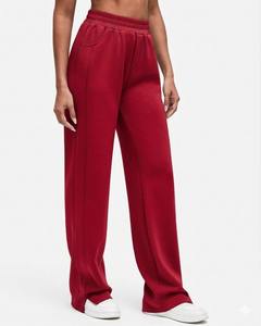 Custom Logo Women High Waisted Wide Leg Jogger <b>Pants</b> Baggy Pintuck Sweatpants Casual Fleece Straight Leg <b>Lounge</b> Trousers <b>Ladies</b> - Product Image 6