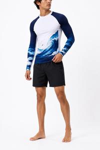 Tendance : Rashguard Homme Manches Longues Imprimé Sublimation Motif Vague Respirant Anti-UV Écologique Séchage Rapide Polyester Sport - Product Image 2