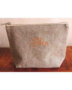 Lovely Heart Pattern Canvas Cosmetic <b>Bag</b> with Zipper Closure No Handle Portable & Durable - Product Image 3
