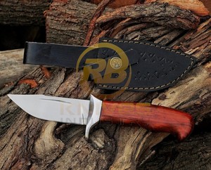 Couteau de chasse à lame fixe en acier carbone de qualité supérieure, manche en bois, couteau tactique de survie pour le camping en plein air - Product Image 5