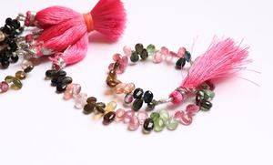 AAA Natural Multi Tourmaline Faceted Pear Shape Briolette 6x4-5x7 MM Pear Tourmaline Gemstone <b>Beads</b> 8 Inch Strand For Jewelry - Product Image 2