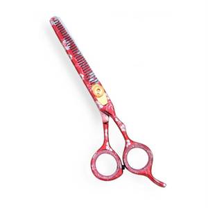 Tijeras de Adelgazamiento de Cabello Reutilizables con Diseño Floral Rojo, 28 Dientes, Hoja de Acero Inoxidable, Mango Largo para Diestros, Uso en Salón de Belleza - Product Image 3
