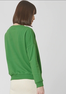 Sudadera Verde de Cuello Redondo para Mujer con Estampado de Letras, Corte Regular, Manga Larga, Tejido de Algodón, Estilo Casual - Product Image 3