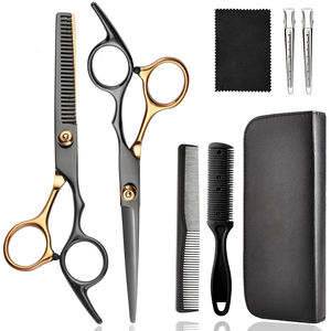 Kit de ciseaux à effiler professionnels de qualité supérieure en acier inoxydable 4Cr13, ciseaux pour droitiers, peigne, revêtement coloré pour usage en salon - Product Image 6