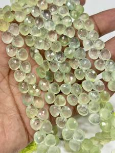 Perles de préhnite verte naturelle facettées en forme de cœur, taille 6-7 mm environ. Fil de 8 pouces - Product Image 6