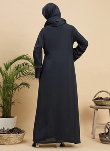 Best selling Style Modest Abaya Robe Islamic Clothing Front Open Muslim Women Long Dress Polyester Floral V Neck - Product Image 6