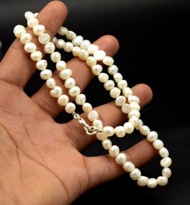Collier ras-de-cou en perles d'eau douce blanches rondes 7MM 8MM, collier en perles d'eau douce naturelles, bijoux en perles véritables pour femmes et filles - Product Image 2