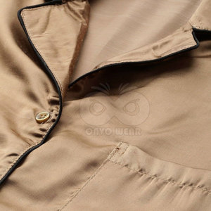 Ensemble de vêtements de nuit en soie satinée personnalisée pour femmes, ensemble de pyjama confortable, vêtements de maison, vente en gros - Product Image 5