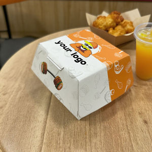 Cajas de Cartón Kraft Desechables Biodegradables y Ecológicas con Diseño Colorido Impreso para Comida Rápida, Hamburguesas y Frituras - Product Image 4
