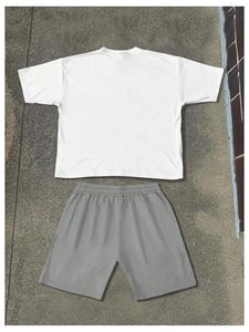 Ensemble 2 pièces streetwear premium : T-shirt graphique et short de designer délavé à l'acide en coton épais coupe ample - Product Image 2