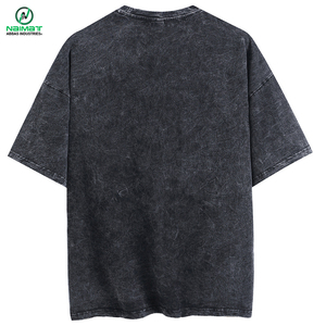 T-shirts noirs oversize délavés à l'acide pour hommes, en gros, de haute qualité, pour les marchés américain et européen - Product Image 2