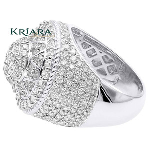 Bague de cocktail unisexe en argent 925 plaqué moissanite, forme couronne, sertissage pavé, bague de mariage de luxe - Product Image 6