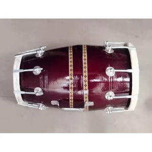 Instrumentos musicales indios decorativos y ecológicos, Dholak de madera marrón, tamaño 20 pulgadas de altura - Product Image 1