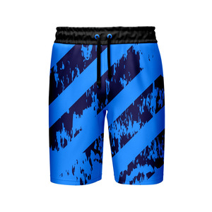 Shorts de bain rayés pour hommes avec patch lettre, logo personnalisable, short chaud, poche arrière, taille à cordon de serrage, motif uni - Product Image 3