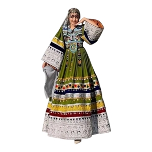 Robes afghanes pour femmes à prix de gros, longues, col en V, manches longues, style bohème, coupe trapèze, broderies riches, pour fêtes et mariages - Product Image 1