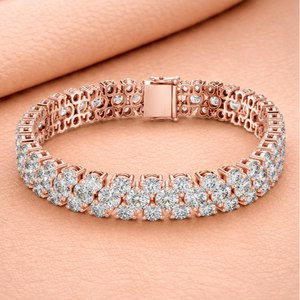Pulsera de tenis de lujo chapada en plata con doble fila de moissanita tallada, joyería para mujer para bodas y fiestas, claridad VVS1-VVS2 IGI - Product Image 1