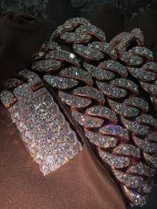 Conjunto de Reloj y Pulsera de Eslabones Cubanos Iced Out, Oro Rosa, Moissanita VVS, Tendencia, Superventas, Estilo Hip Hop, Lujo y Elegancia - Product Image 3