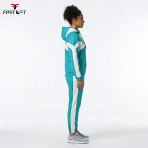 Ensemble de survêtement 100 % coton avec fermeture éclair pour femme, coupe ajustée, vêtements de sport épais, mode hiver, fabriqué au Pakistan - Product Image 6