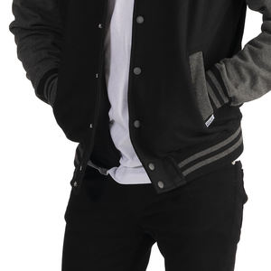 Chaquetas de Béisbol Deportivas Personalizadas de Alta Calidad para Hombre, Chaqueta Varsity Lisa de Otoño en Estilo Bomber Negro - Product Image 6