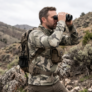 MALUZA Chemises de chasse camouflage personnalisées en gros, col zippé 1/4, séchage rapide, respirantes, vêtements tactiques d'extérieur pour hommes - Product Image 5