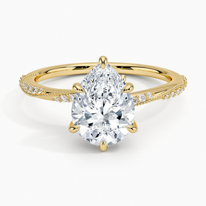 Camellia Hidden Accent Moissanite <b>Solitaire</b> Engagement <b>Ring</b> Three Stone Channel Setting 14K Gold Plated 925 <b>Silver</b> GRA Certified - Product Image 1