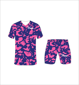 Ferocious Men's Sublimated Camouflage Soccer Jersey Set V-Neck Short Sleeve Moisture Wicking Polyester Uniform - Product Image 3