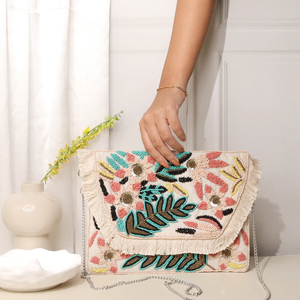Designer High Quality Floral Beaded Embroidery <b>Potli</b> <b>Clutch</b> <b>Bag</b> Handmade Ethnic <b>Bridal</b> Purse for Ladies Wedding Party - Product Image 2