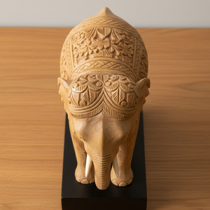 Figurine d'éléphant en bois sculptée à la main décorative pour la décoration intérieure et la collection de cadeaux d'entreprise - Product Image 3