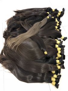 Extensiones de Cabello Humano Liso Remy Pre-Enlazadas Marrón Oscuro con Trama Rubia Clara Estilo 1 - Product Image 1