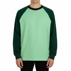 Custom Cotton Crew Neck T Shirt Jersey Knit Private Label Service OEM Service Men's Long Sleeve T-Shirts - Product Image 2